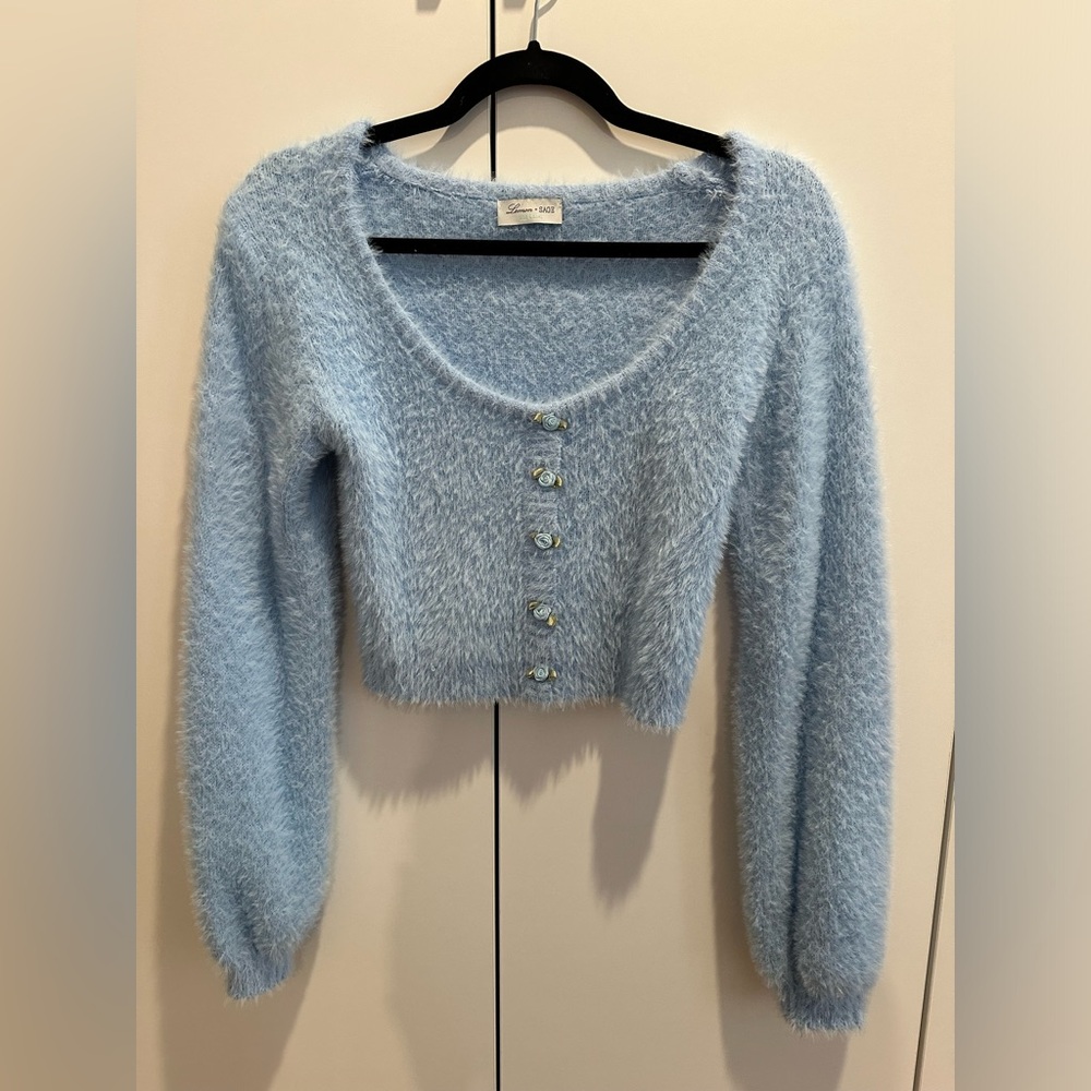 Lemon and Sage Plush Cardigan Top Small